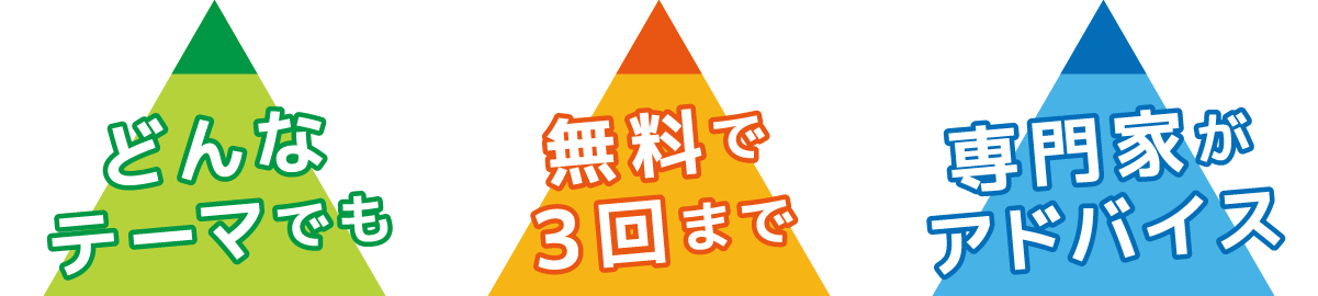 どんなテーマでも、無料で3回まで、専門家がアドバイス
